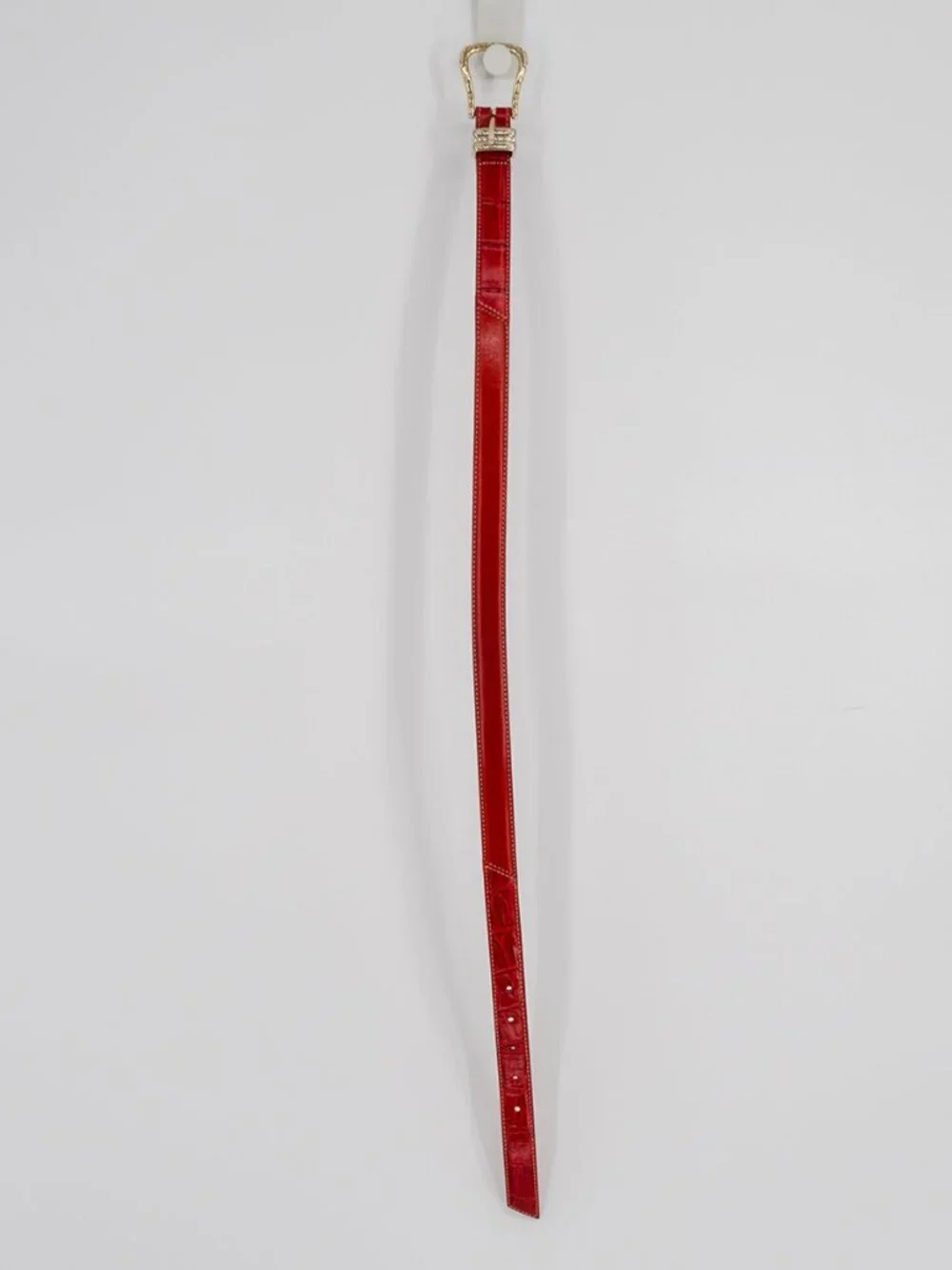 Brighton Faux Croc Embossed Slim Skinny Belt Red Small 28